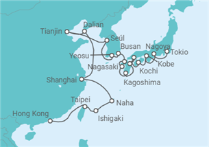 Itinerario del Crucero De Tokio a Hong Kong - Azamara