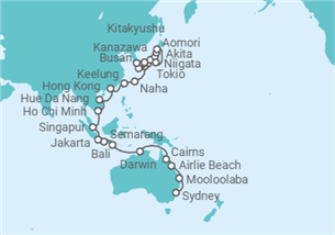 Itinerario del Crucero Grand Voyage: De Australia a Japón - Azamara