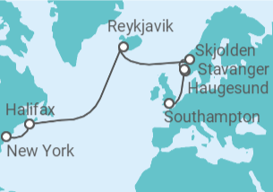 Itinerario del Crucero Noruega, Islandia, Canadá - Princess Cruises