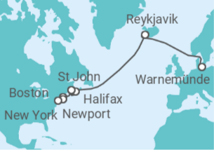 Itinerario del Crucero Transatlántico de Warnemünde a Nueva York - AIDA