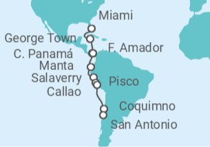 Itinerario del Crucero Canal de Panamá, Perú, Chile - Holland America Line