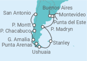 Itinerario del Crucero Desde San Antonio (Santiago de Chile) a Buenos Aires (Argentina) - Holland America Line