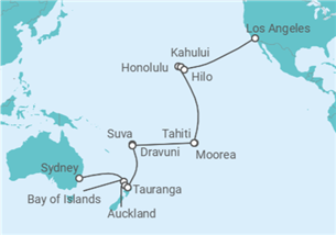 Itinerario del Crucero Segmento de vuelta al mundo: de Sydney a Los Ángeles - Princess Cruises