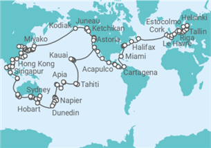 Itinerario del Crucero Vuelta al mundo 2027  - Azamara