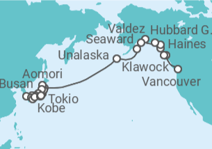 Itinerario del Crucero Grand Voyage: De Vancouver a Tokio - Azamara