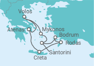 Itinerario del Crucero Santorini, Rodas y Mykonos - NCL Norwegian Cruise Line