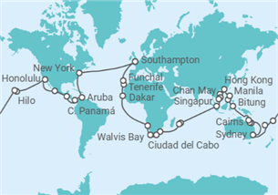 Itinerario del Crucero Vuelta al mundo 2027  - Cunard
