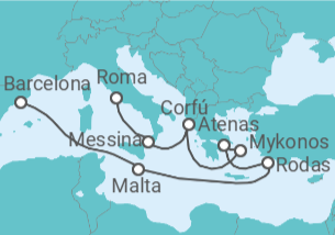 Itinerario del Crucero Italia, Grecia y España - Disney Cruise Line
