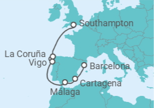 Itinerario del Crucero De España a Reino Unido - Disney Cruise Line