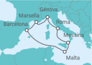 Itinerario del Crucero Italia, Malta, Francia - MSC Cruceros