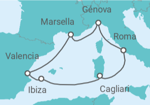 Itinerario del Crucero Italia, Francia, España - MSC Cruceros