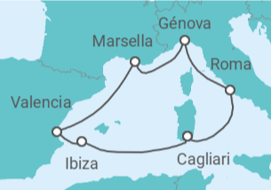Itinerario del Crucero Italia, Francia, España - MSC Cruceros