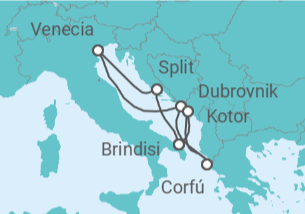 Itinerario del Crucero Croacia, Italia, Grecia, Montenegro - MSC Cruceros