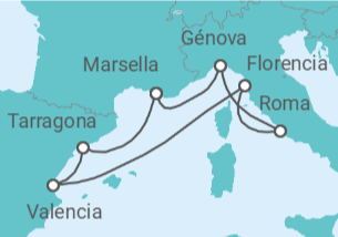 Itinerario del Crucero España, Italia - MSC Cruceros