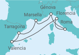 Itinerario del Crucero Del Coliseo a la Provenza  - MSC Cruceros