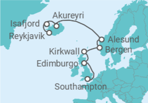 Itinerario del Crucero Norte de Europa: Islandia, Escocia y Noruega - NCL Norwegian Cruise Line