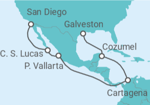 Itinerario del Crucero México y Colombia - Disney Cruise Line