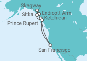 Itinerario del Crucero Alaska - Pasaje interior - Princess Cruises