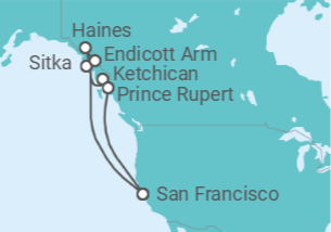 Itinerario del Crucero Navegando por Alaska - Princess Cruises