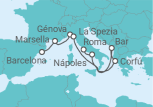 Itinerario del Crucero España, Francia e Italia - Princess Cruises