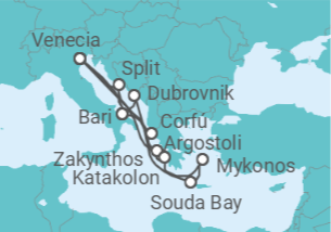 Itinerario del Crucero Italia, Croacia y Grecia - Costa Cruceros