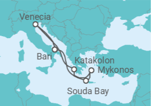 Itinerario del Crucero Entre mitos y maravillas naturales - Costa Cruceros