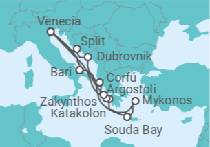 Itinerario del Crucero Italia, Grecia y Croacia - Costa Cruceros