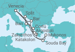 Itinerario del Crucero Italia, Grecia y Croacia - Costa Cruceros