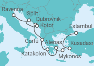 Itinerario del Crucero Islas griegas - NCL Norwegian Cruise Line