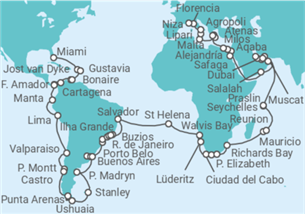 Itinerario del Crucero Vuelta al mundo 2028 - Silversea