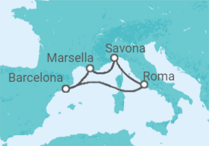 Itinerario del Crucero Francia, España, Italia - Costa Cruceros