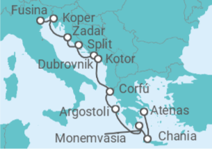 Itinerario del Crucero Croacia, Montenegro y Grecia - Azamara