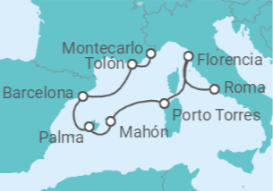 Itinerario del Crucero Baleares y Riviera - Oceania Cruises