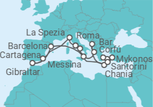 Itinerario del Crucero Lo mejor del Mediterráneo con Eclipse Solar Total - Princess Cruises