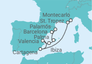 Itinerario del Crucero Contraste de colores - Silversea