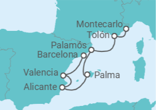Itinerario del Crucero La costa mediterránea - Silversea