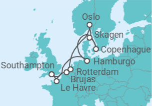 Itinerario del Crucero Alemania, Dinamarca y Noruega - Princess Cruises