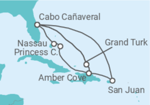 Itinerario del Crucero Aventurero del Caribe Oriental - Princess Cruises