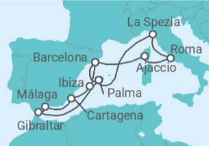 Itinerario del Crucero Gran crucero por el Mediterráneo  - AIDA