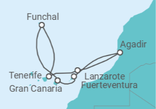 Itinerario del Crucero Playas y volcanes - Costa Cruceros
