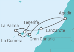 Itinerario del Crucero Playas y volcanes - Costa Cruceros