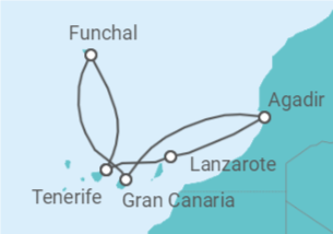 Itinerario del Crucero Playas y volcanes - Costa Cruceros