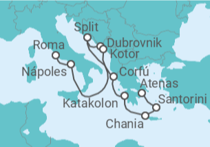 Itinerario del Crucero Mediterráneo con Islas Griegas y Adriático - Princess Cruises