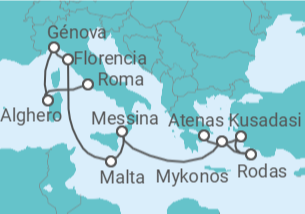 Itinerario del Crucero Mediterráneo con Islas Griegas e Italia - Princess Cruises