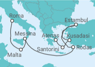 Itinerario del Crucero Mediterráneo con Islas Griegas y Turquía - Princess Cruises