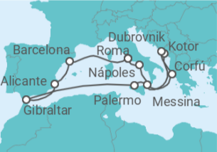 Itinerario del Crucero Mediterráneo y Adriático con eclipse solar total - Princess Cruises
