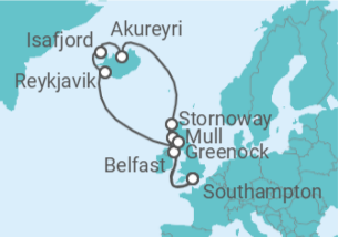 Itinerario del Crucero Islandia, Reino Unido - Cunard