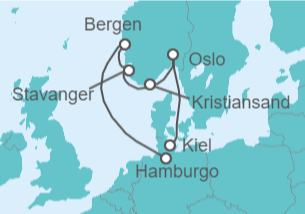 Itinerario del Crucero Sur de Noruega - AIDA