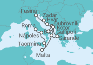 Itinerario del Crucero Las joyas del Adriático - Silversea