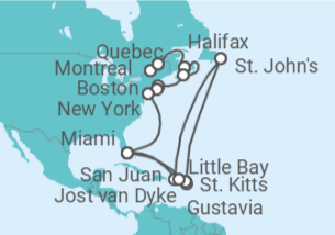 Itinerario del Crucero Belleza extraordinaria de la costa atlántica - Silversea